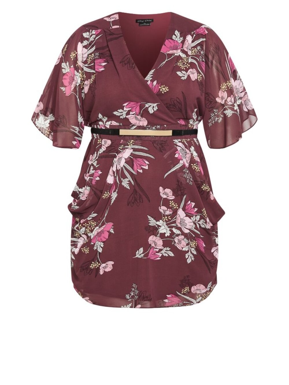 CITY CHIC Plus Size Bold Blossom Wrap Dress~Size M(18)~Ruby Bold Party NWT L1736